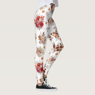 Legging moda floral de aquarela outono