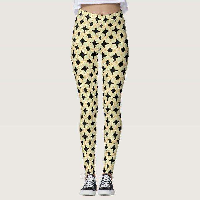 Legging Moda funfa, de formato preto e limão (Frente)
