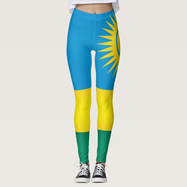 Legging Moda Legal da Bandeira de Ruanda (Frente)