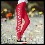 Legging Moda Personalizada de Cerery Red/Leggings de Yoga<br><div class="desc">Moda vermelha de cereja (ou Namorados)/leggings de yoga! Impresso de borda a borda,  com o seu nome em um grande guião branco para cima de uma perna! Fácil de alterar ou excluir texto de exemplo. Todos os Direitos Reservados © 2016 Alan & Marcia Socolik.</div>