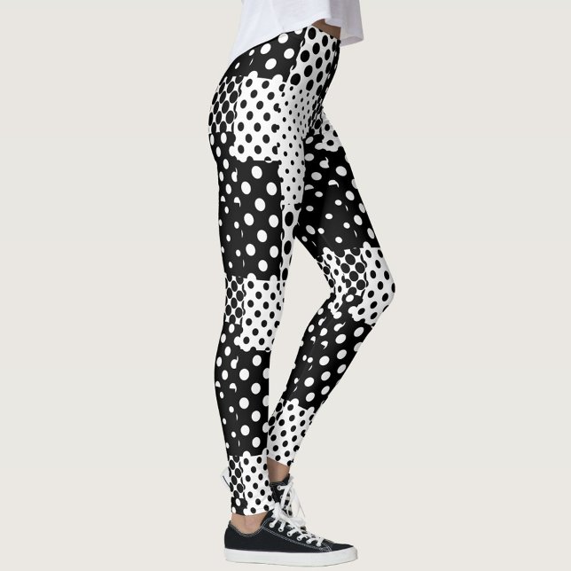 Legging Moda Preto e Branco Pontos de Bolha Estilo Design  (Criador carregado)