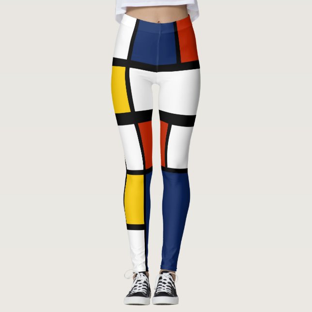Legging modelo bauhaus pintura de arte geométrica abstrato (Frente)