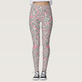 Legging modelo de cinza cor-de-rosa retro loops geométrico