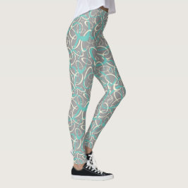 Legging modelo de cinza teal retro loops geométrico