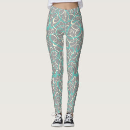 Legging modelo de cinza teal retro loops geométrico