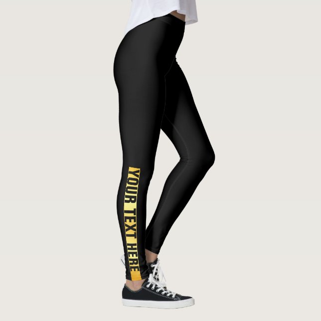 Legging Modelo de Texto de Adicionar Nome Preto E Dourado  (Direita)