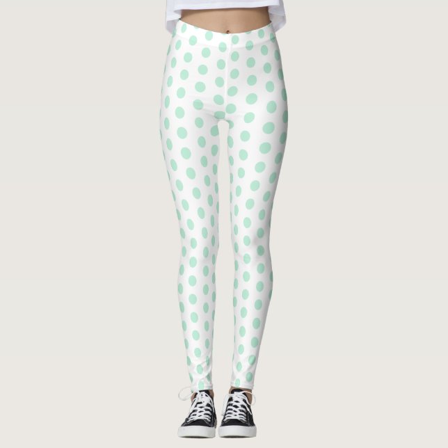 Legging Modelo Trendy Modern Elegante Mint Verde Branco (Frente)