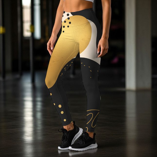 Legging Modern Abstract Black and Gold Organic Pattern (Criador carregado)