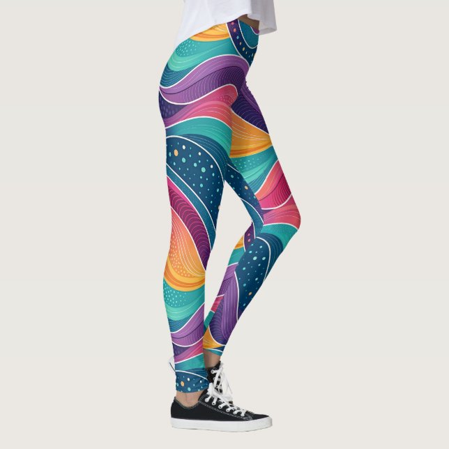 Legging Modern Abstract Fluid Waves Seamless Pattern (Direita)