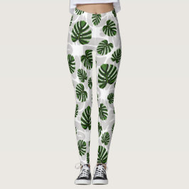 Legging Modern Boho Botanical Leaves Pattern