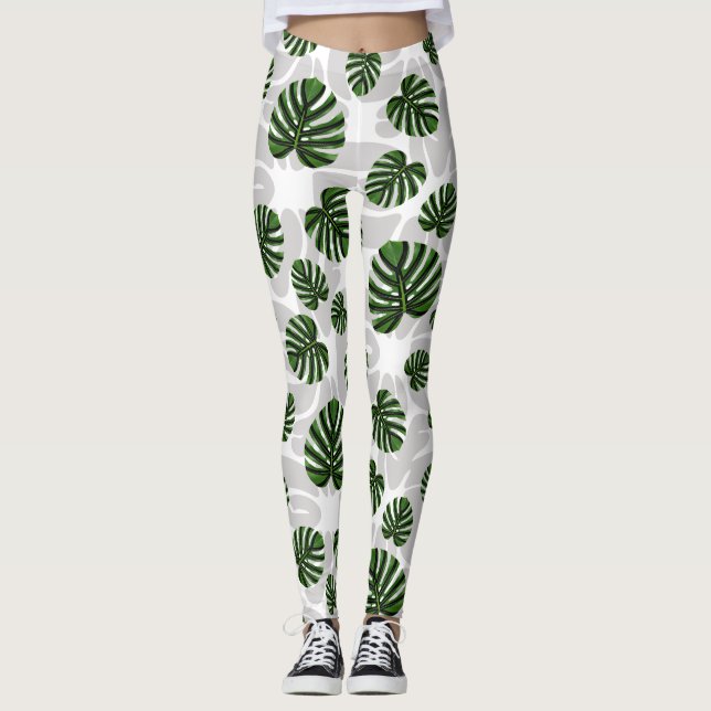 Legging Modern Boho Botanical Leaves Pattern (Frente)