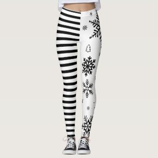 Legging Modern Christmas Snowflake & Stripe Holiday