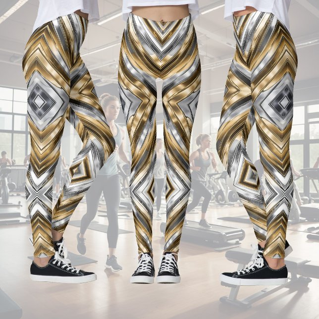 Legging Modern, cool, chic, silver and gold stripe pattern (Criador carregado)