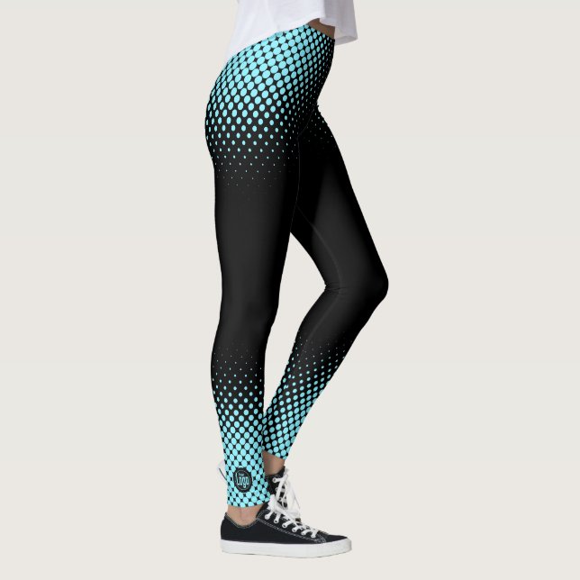 Legging Modern Custom Logo Electric-Blue Halftone on Black (Direita)