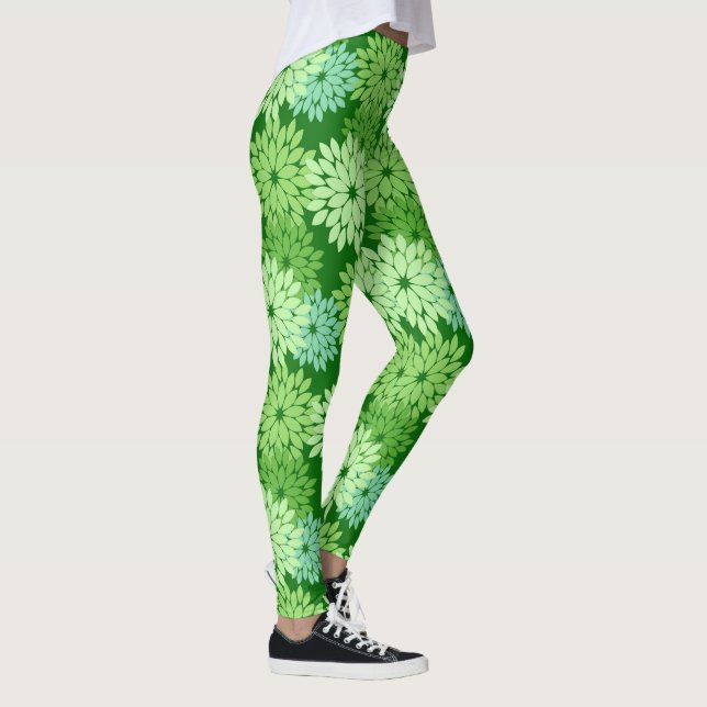 Legging Modern Floral Kimono Impressão, Verde limão (Direita)