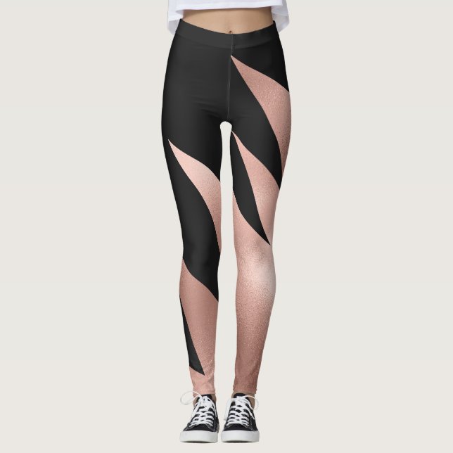 Legging Modern Girn Rosa Dourado Geométrico (Frente)