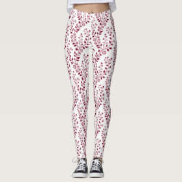 Legging Modern Minimalist Burgundy Red White Floral 