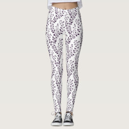 Legging Modern Minimalist Dark Plum White Floral 