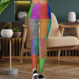 Legging Modern Multicolor Knitting Wool Textured Pattern