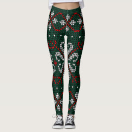 Legging Modern Ornate Knitted Christmas Pattern Women Gift