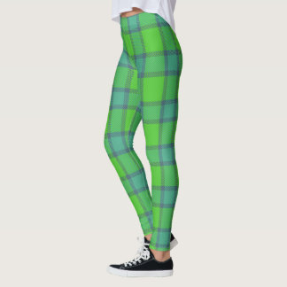 Legging Modern stylish green &blue Plaid tartan pattern