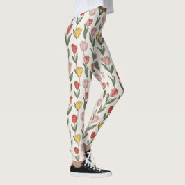 Legging Modern Tulip Floral Pattern Soft Botanical Spring