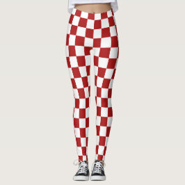 Legging Modern White Squares on Christmas Red
