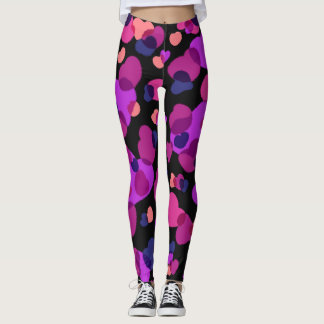 Legging Moderno Abstrato Pontos Rosa e Roxo Vibrantes Pret