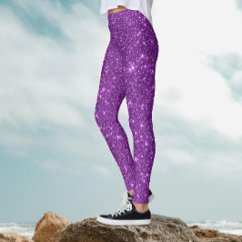 Legging Moderno Brilho Monocromático Roxo Elegante