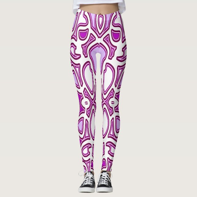 Legging Moderno clássico rosa e branco "Ratti_Creative_Art (Frente)