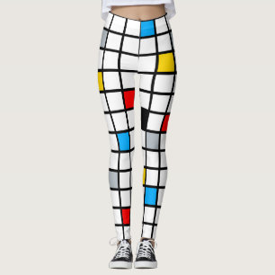 Legging Moderno da Composição Geométrica Minimalista Mondr