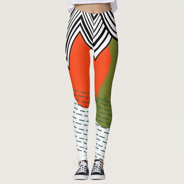 Legging Moderno de Meados do Século Abstrato (Frente)