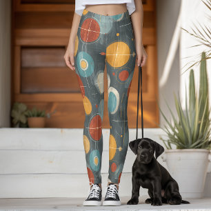 Legging Moderno de Meados do Século Círculos Atômicos