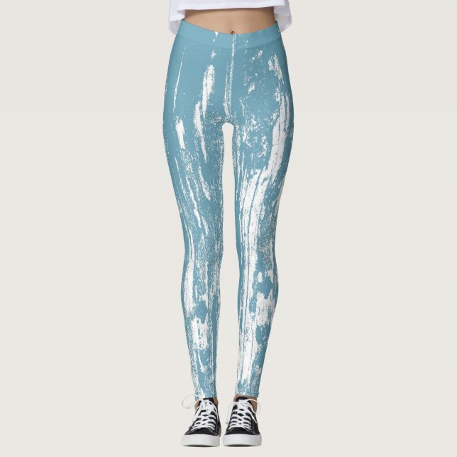 Legging Moderno, Distante, Abstrato, Azul Legal (Frente)