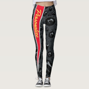Legging Moderno Fashionable Black Bubbles Red Fire Persona