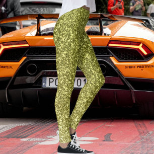 Legging Moderno Padrão Festivo com Brilho em Oliva Cinza A