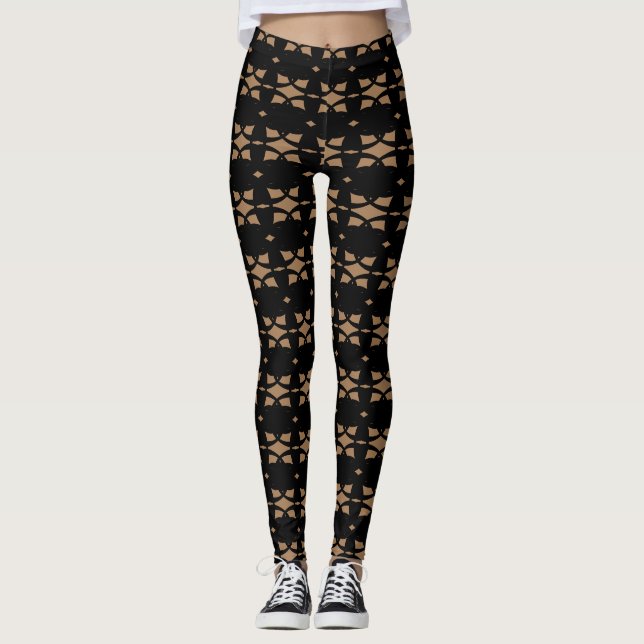 Legging Moderno Preto e Bege Elegante (Frente)