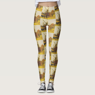 Legging Moinho de Vento de Paris de Van Gogh Vintage Pintu