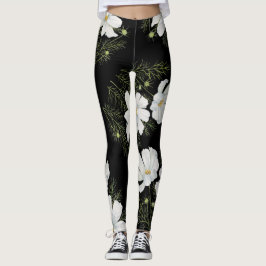 Legging Mola-d-água Branca de Cosmos Flores Botânicas