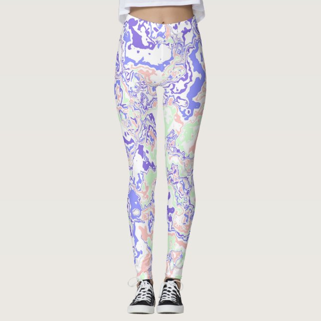 Legging Mole Pastel Funky Boho Retro Abstrato Marble (Frente)