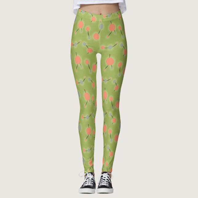 Legging Moléculas Pequenas Retron-Play Verde-Pêssego Unive (Frente)