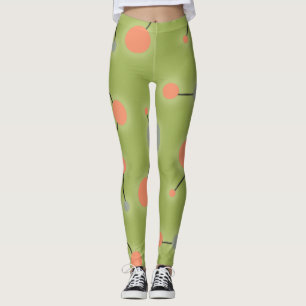 Legging Moléculas Retro Grandes e Retrativas Verde-Pêssego