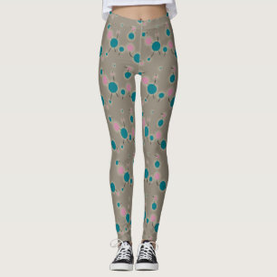 Legging Moléculas Retro Pequenas Retrópicas Azul Rosa Un