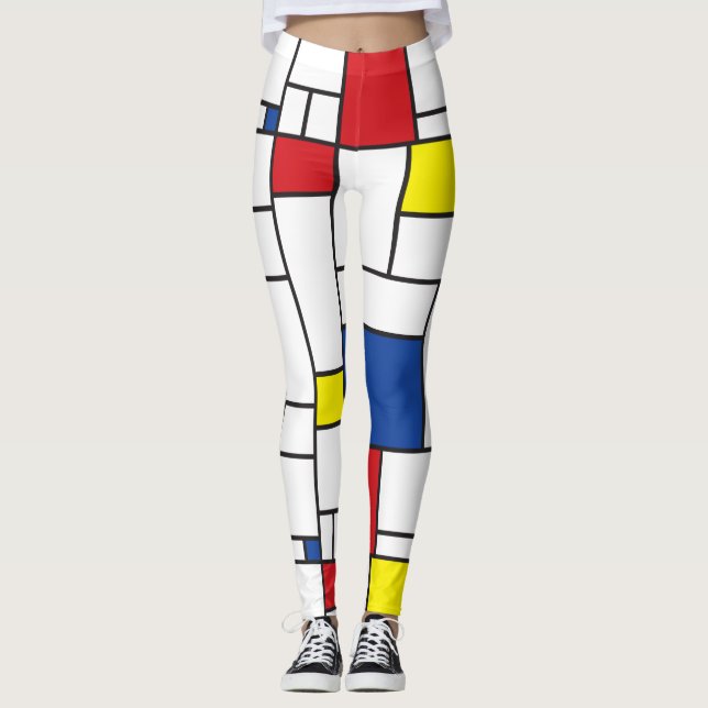 Legging Mondrian Minimalist Geometric De Stijl Modern Art (Frente)