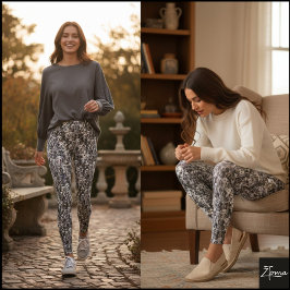 Legging Monochrome Crowded Dog Face Breed Pattern