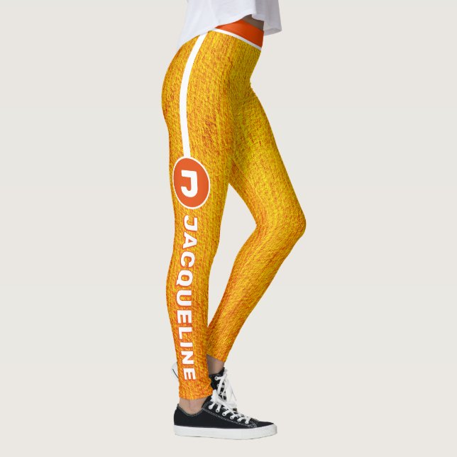 Legging Monograma COMBO Orange Yellow Grunge com Nome (Direita)