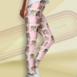 Legging Monograma Cor-de-rosa com Colagem de Fotografias P<br><div class="desc">Mostre-se do seu lado divertido com fotos favoritas de amigos e familiares. Você pode alterar a cor do plano de fundo quando clicar na área personalizar. Se quiser alterar a cor do monograma,  tente carregar um quadrado colorido.</div>