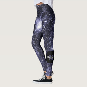 Legging Monograma de abstrato preto violeta roxo