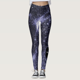 Legging Monograma de abstrato preto violeta roxo