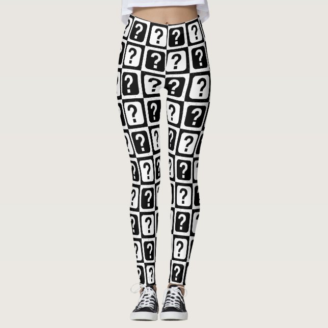 Legging Monograma de Bloco Inativo de Ponto Branco Preto (Frente)